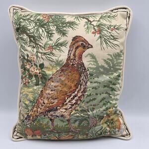 Vintage Quail Pillow Handmade Quilt Block Piece 11" X 9"